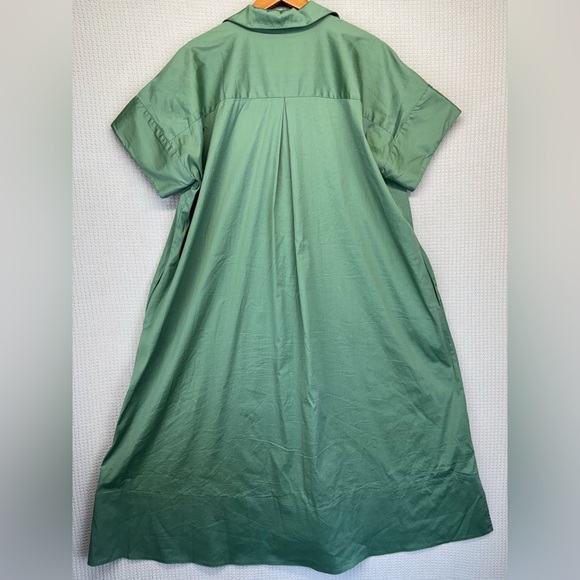 Chicos Shirt Dress w/ Pockets 3XL Women's Maxi Stretch Cotton Olive Green EUC - Picture 7 of 11